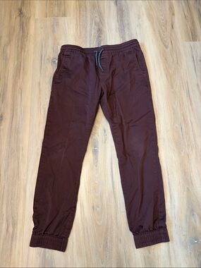 Kids Burgundy Jogger Pants - Casual Elastic Waist